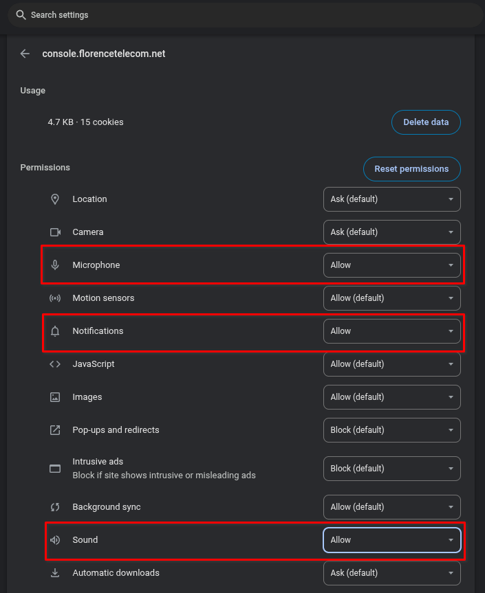 Paramètre Son dans Chrome