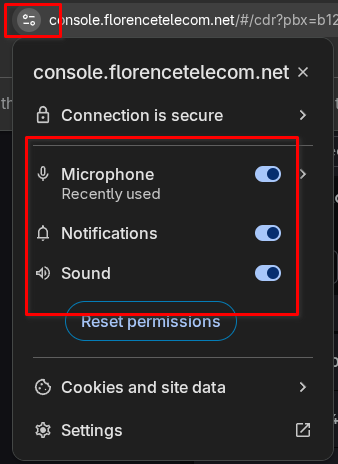 Paramètres du site Chrome