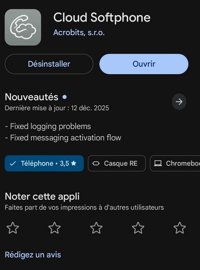Installation de Cloud Softphone sur Android