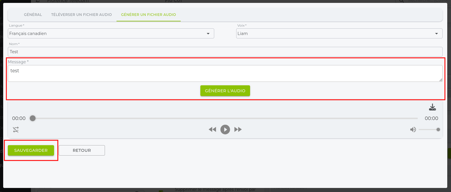 Formulaire modification son