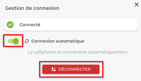 Bouton d'état de connexion