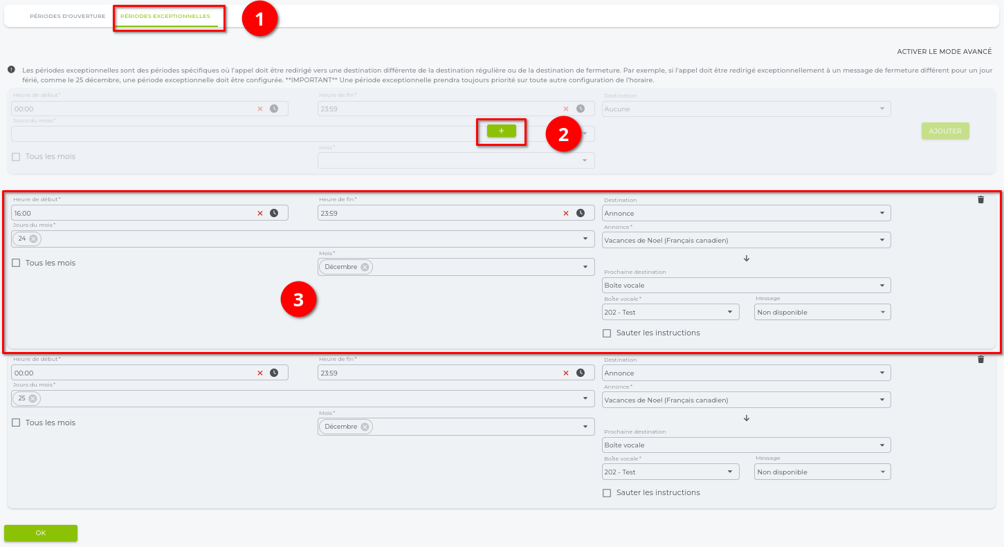 Périodes exceptionnelles