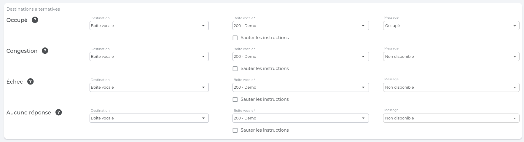 Destinations alternatives