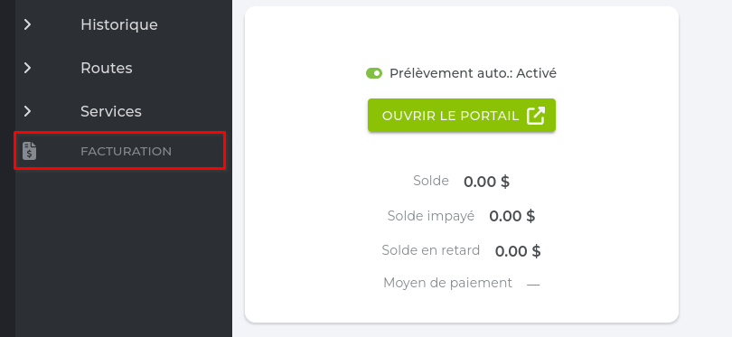 Page de facturation